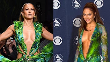 Jennifer Lopez Pays Tribute to Iconic GRAMMY Dress at Versace Fashion Show -- Watch!