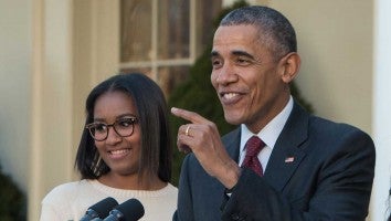 Sasha Obama and Barack Obama