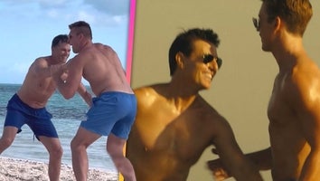 Tom Brady and Rob Gronkowski Channel 'Top Gun' for Shirtless Beach Football 