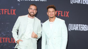 Travis Kelce, Patrick Mahomes arrives at the Los Angeles Premiere Of Netflix's "Quarterback" at TUDUM Theater on July 11, 2023 in Hollywood, California.