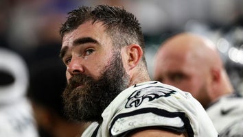 TAMPA, FL - JANUARY 15: Jason Kelce #62 of the Philadelphia Eagles looks on from the bench during the fourth quarter of an NFL wild-card playoff football game against the Tampa Bay Buccaneers at Raymond James Stadium on January 15, 2024 in Tampa, Florida.