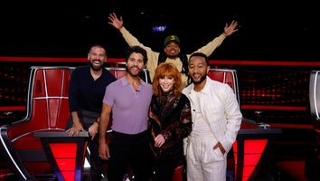 THE VOICE -- "Live Semi-Final Top 9 Performances" Episode 2516A -- Pictured: (l-r) Dan + Shay, Reba McEntire, Chance The Rapper, John Legend