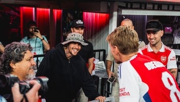 Justin Bieber Attends the Arsenal vs. Manchester United Game at SoFi Stadium in California