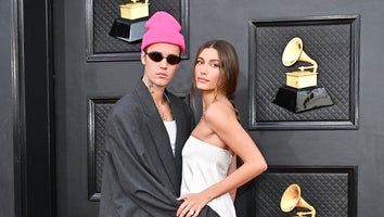 Justin Bieber and Hailey Bieber at the 64th Annual Grammy Awards held at the MGM Grand Garden Arena on April 3rd, 2022 in Las Vegas, Nevada. 