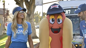 Paris Hilton and Nicole Richie work at Sonic Drive-In while filming scenes for “The Simple Life” reboot TV show on August 05, 2024 in Duarte, California.