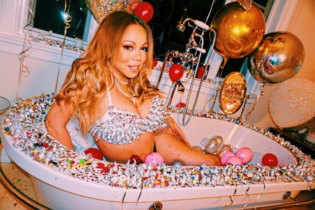 Mariah Carey Relaxes In Bathtub Poses In Candy Bra For