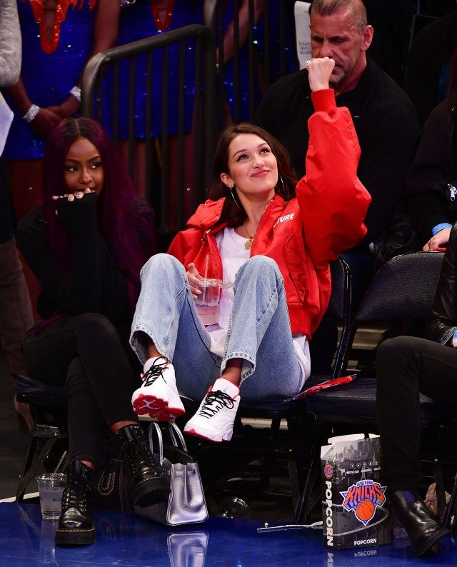 Bella Hadid Knicks Game Outfits and Facial Expressions (Photos)