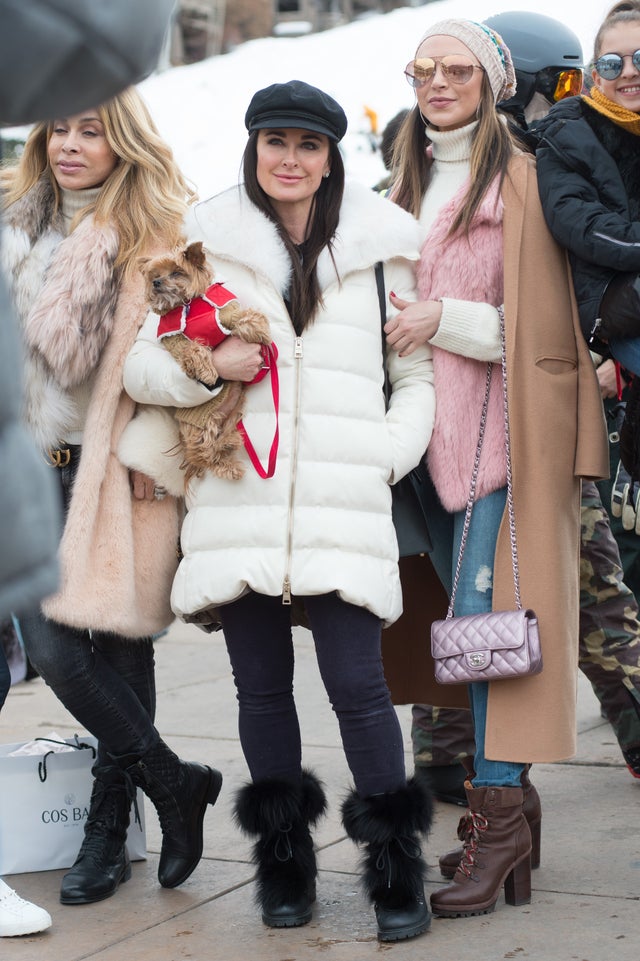 Kyle Richards and her dog in Aspen