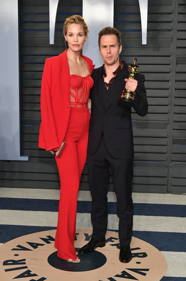 Leslie Bibb and Sam Rockwell at vf party