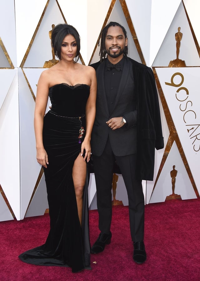 Miguel and girlfriend at 2018 Oscars