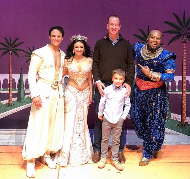 Peyton Manning and son at Aladdin production