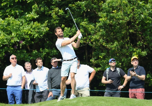 Jamie Dornan golfs in England