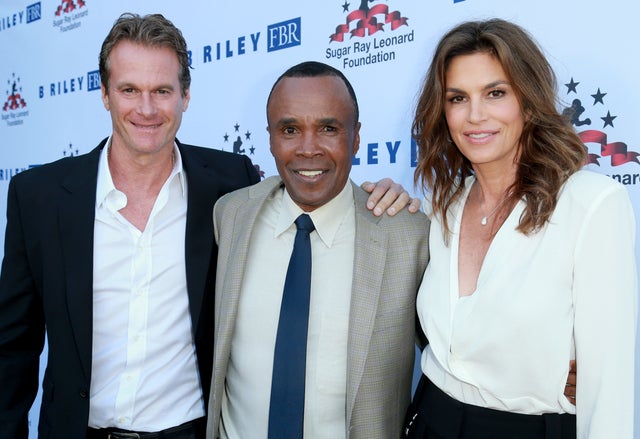 Rande Gerber, Sugar Ray Leonard and Cindy Crawford