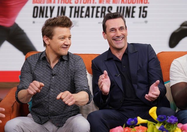 Jeremy Renner and Jon Hamm at Despierta America