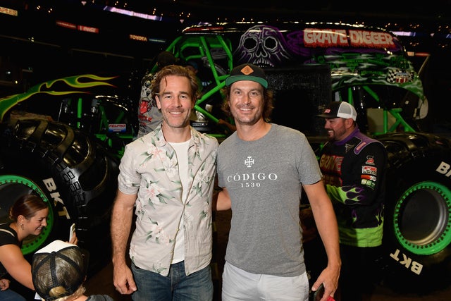 James Van Der Beek and Oliver Hudson at Monster Jam