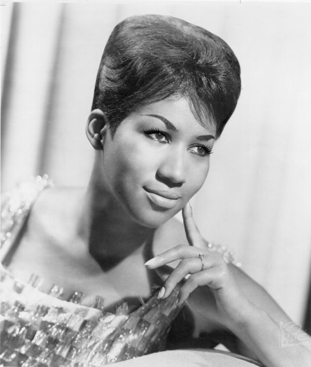 Aretha Franklin portrait - b&w