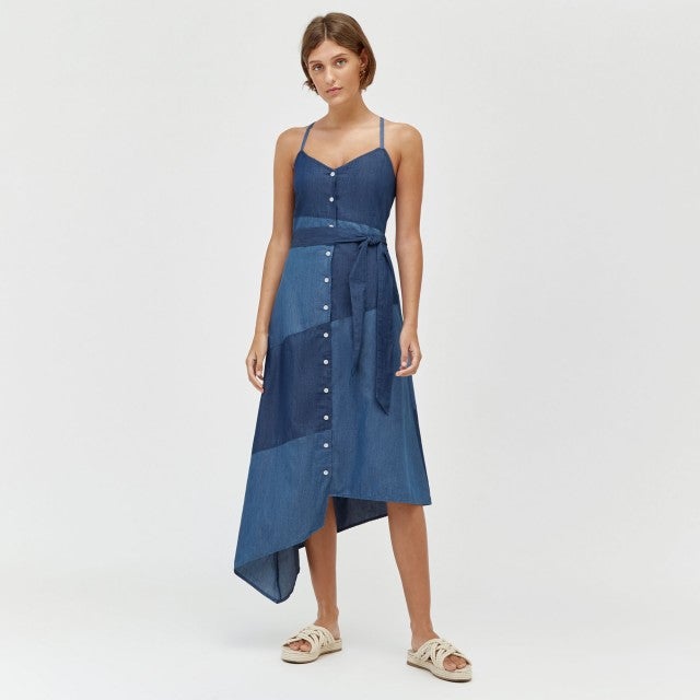 Warehouse patchwork denim dress