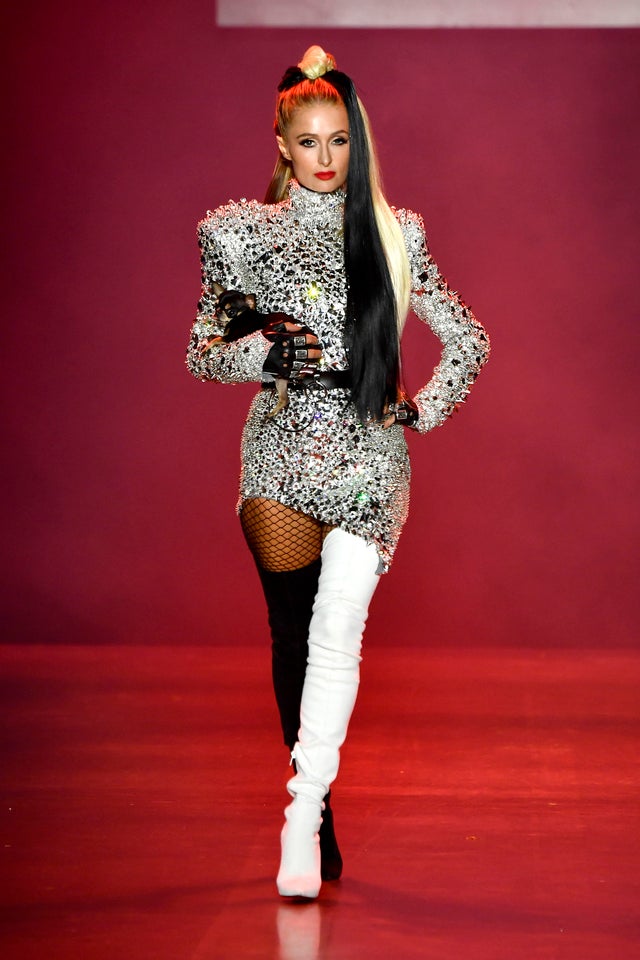 Paris Hilton walks in disney villains x the blonds show