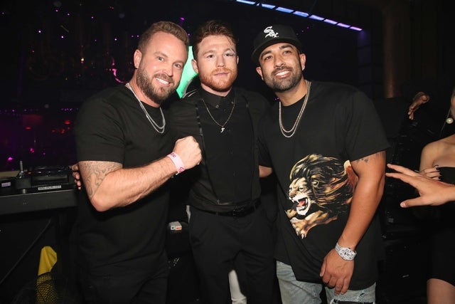 Boxer Canelo Alvarez celebrates his victory at XS Nightclub at Wynn Las Vegas on Sept. 15