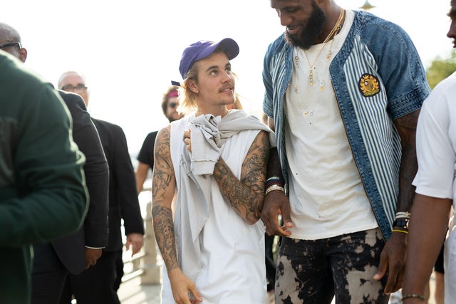 Justin Bieber and LeBron James at nyfw