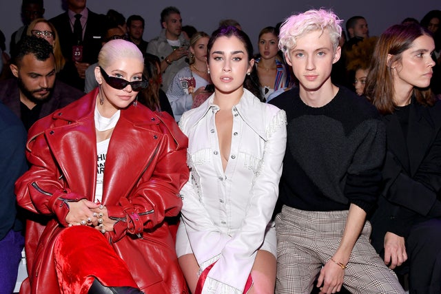 Christina Aguilera, Lauren Jauregui and Troye Sivan at nyfw