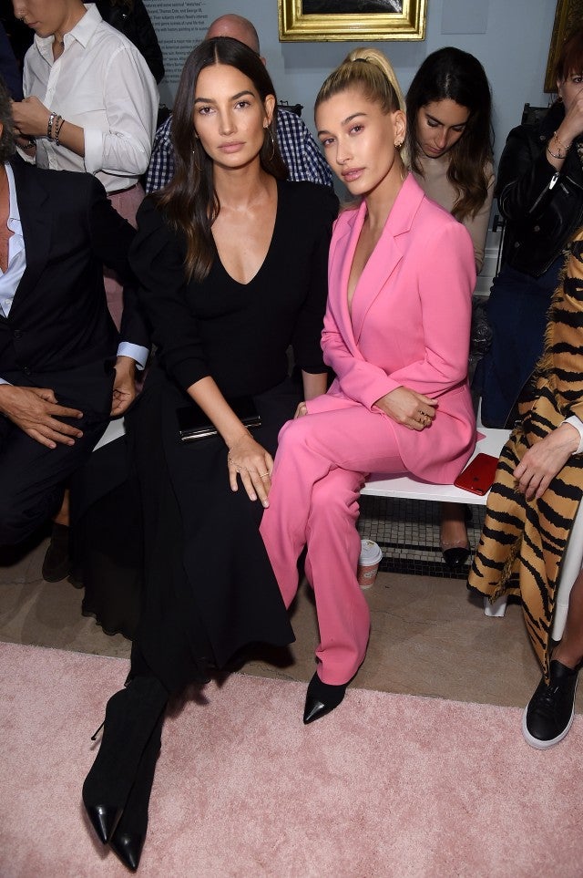 Hailey Baldwin and Lily Aldridge at Caroline Herrera