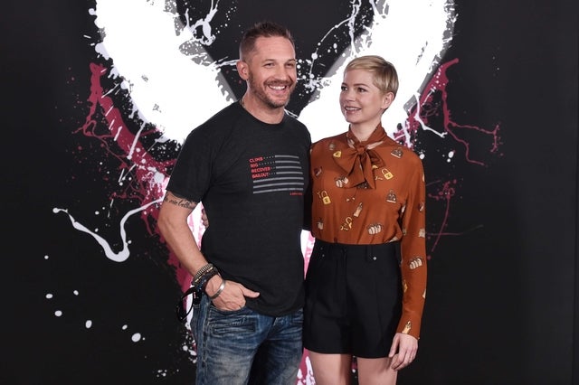 Tom Hardy and Michelle Williams at a 'Venom' photocall in Beverly Hills on Sept. 27.