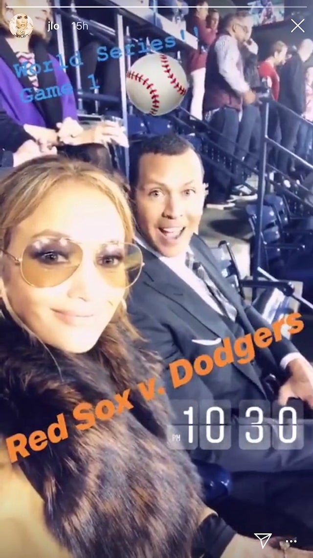 Jennifer Lopez and Alex Rodriguez at World Series