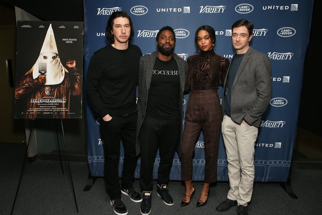 Adam Driver, John David Washington, Laura Harrier and Topher Grace