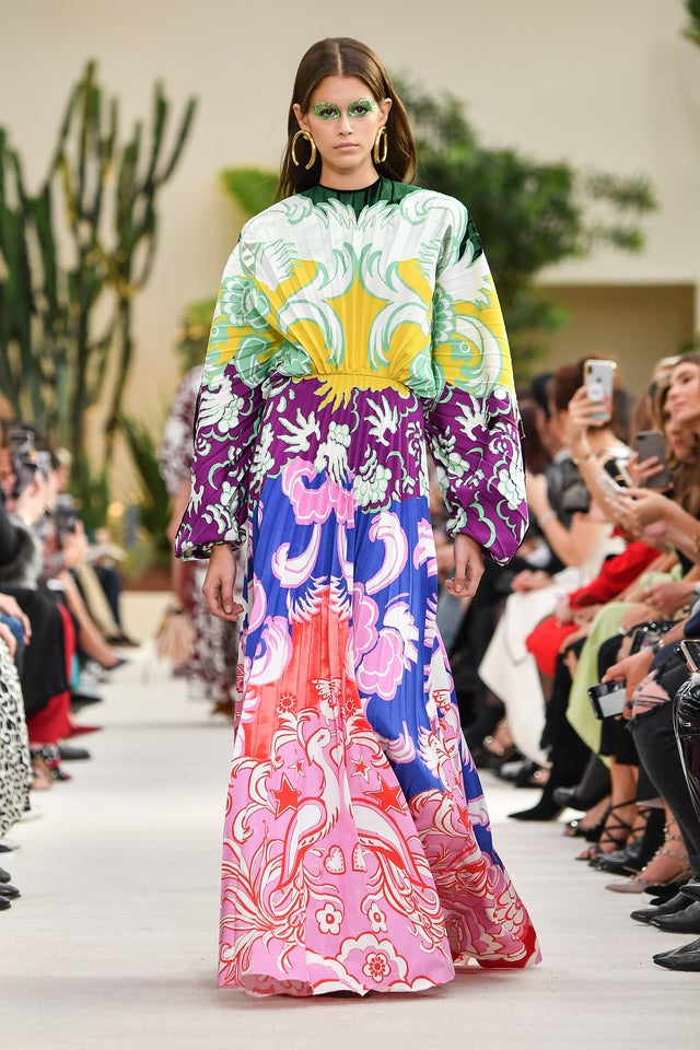 Kaia Gerber on Valentino runway during Paris Fashion Week