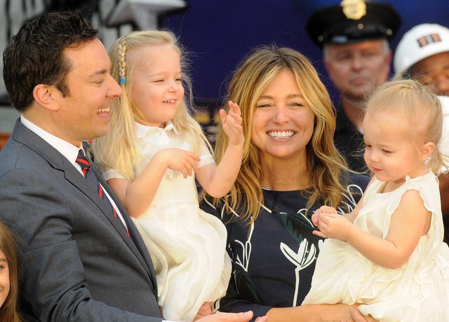 Jimmy Fallon with wife and daughters in April 2018