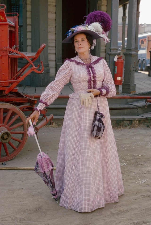 Katherine MacGregor as Harriet Oleson in NBC's 'Little House on the Prairie' in 1979