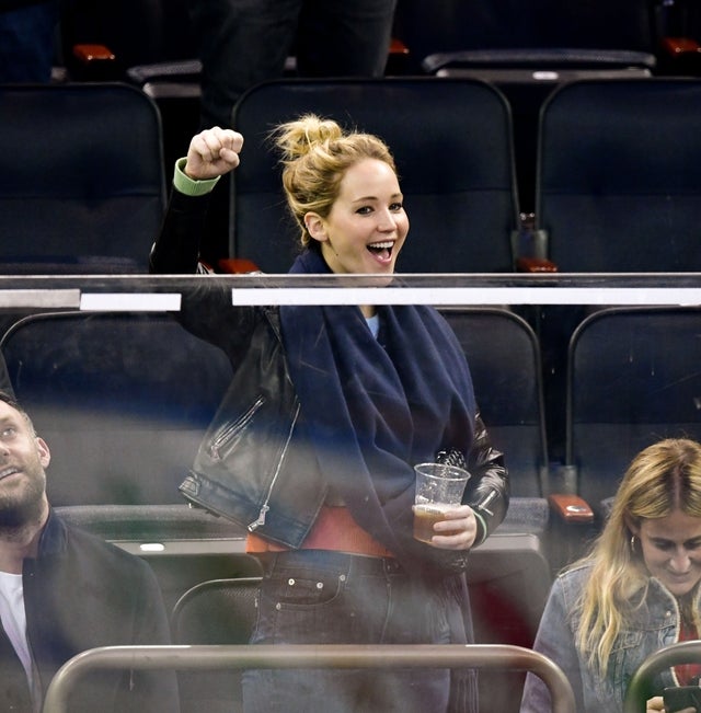 Jennifer Lawrence at Rangers game