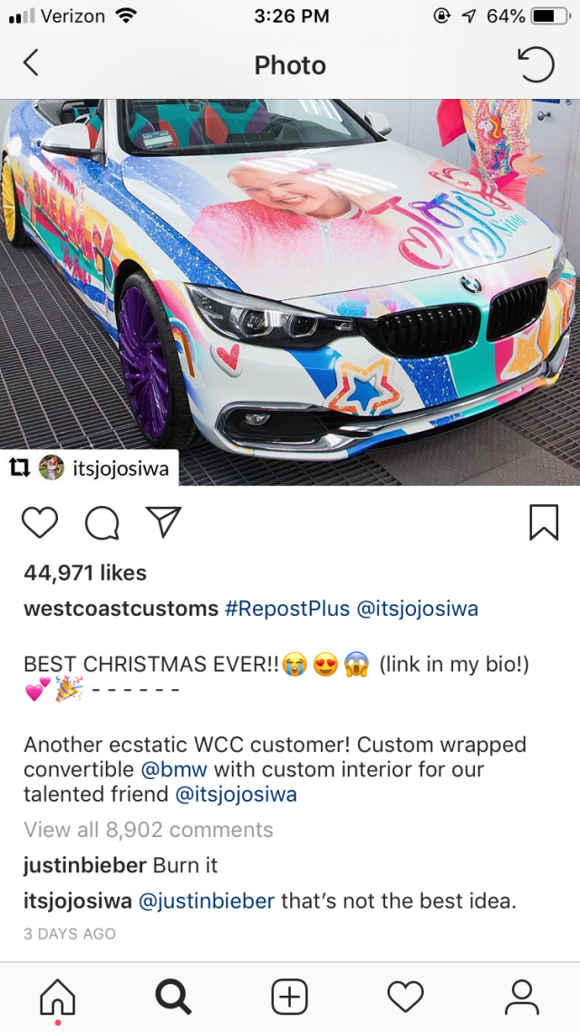 Justin Bieber Sorry for Telling JoJo Siwa to Set Car on Fire