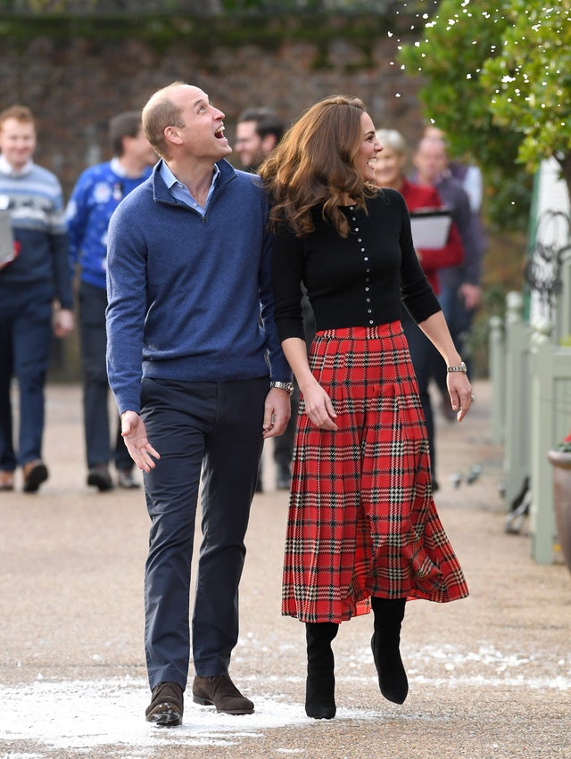 Prince William and Kate Middleton in fake snow