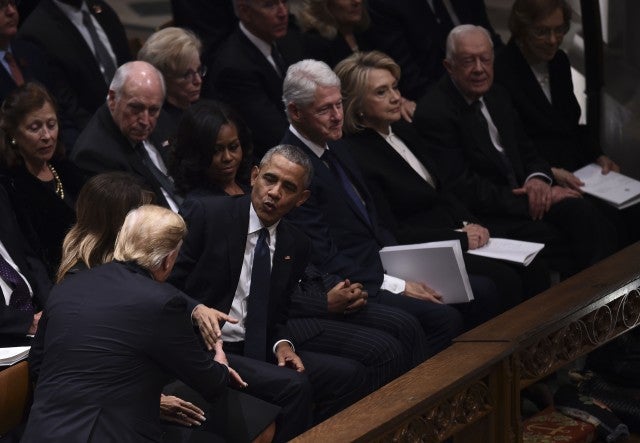 All 5 Living Presidents and First Ladies Sit in Same Row at George