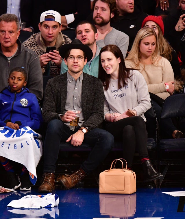 Jason Ralph and Rachel Brosnahan at Knicks game