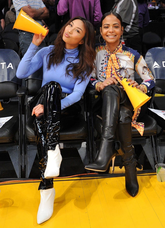 Jeannie Mai and Christina Milian at Lakers game
