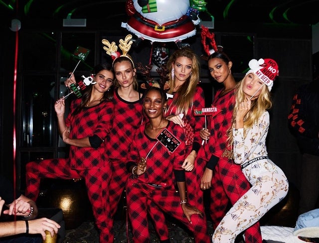 Victoria's Secret Angels in xmas pjs