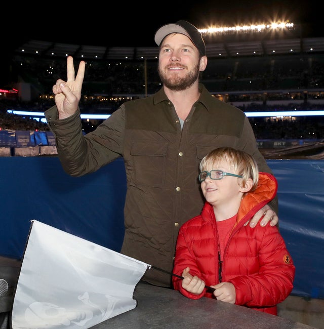 Chris Pratt and son Jack at Monster Jam Celebrity Event 