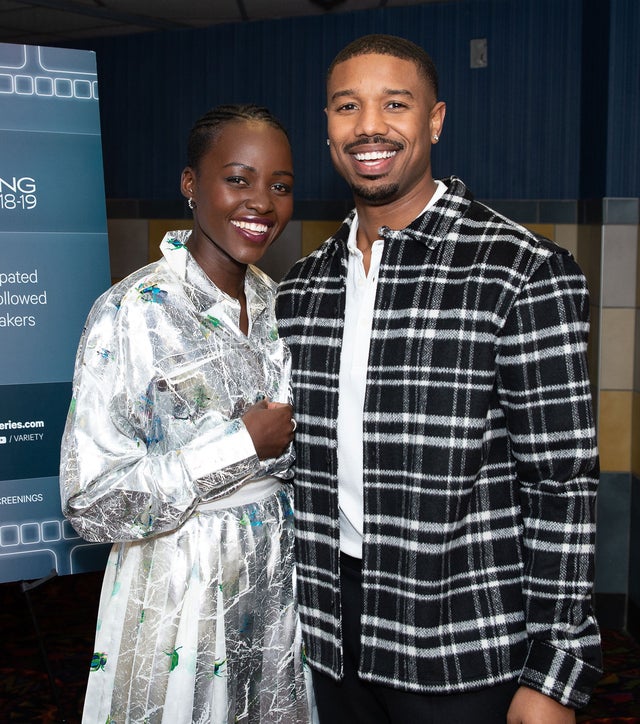 Michael B. Jordan and Lupita Nyong'o at Variety screening of Black Panther