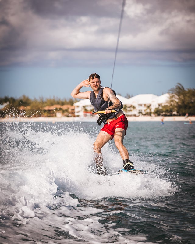 Alex Pall jetskiing in caribbean