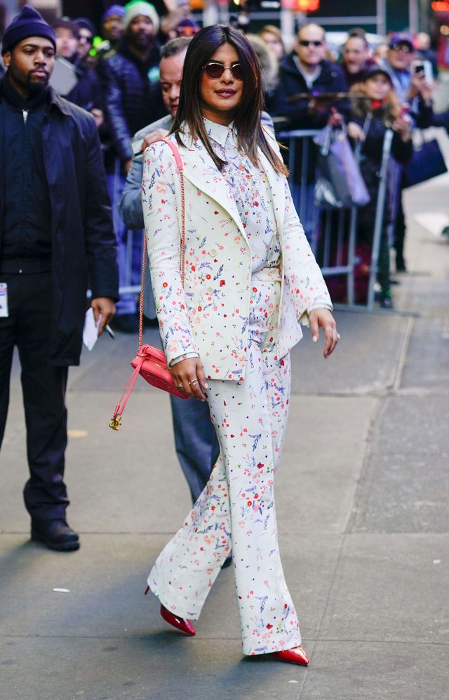 Priyanka Chopra in floral suit in nyc