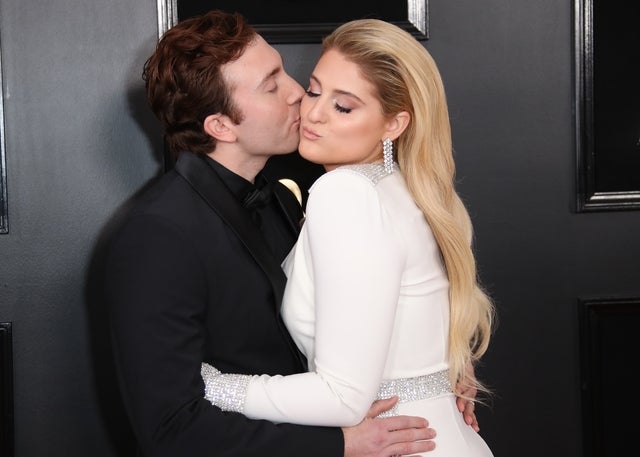 Meghan Trainor and husband 2019 grammys PDA