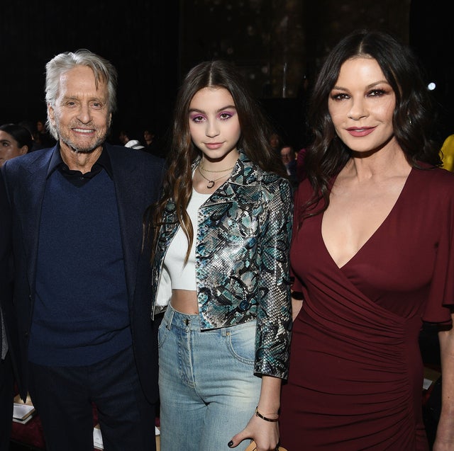 Michael Douglas, Carys Zeta Douglas, and Catherine Zeta-Jones at nyfw