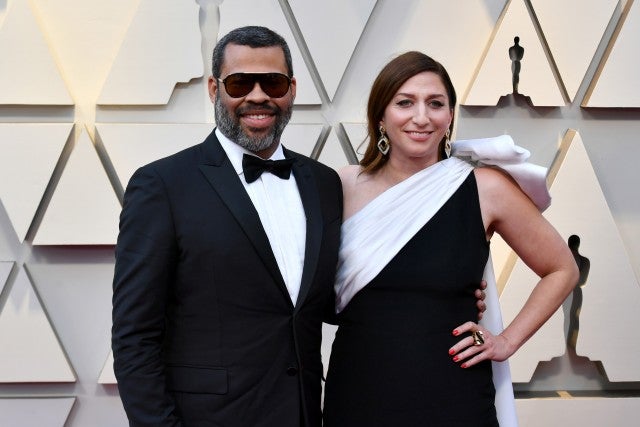 Jordan Peele and Chelsea Peretti at 2019 oscars