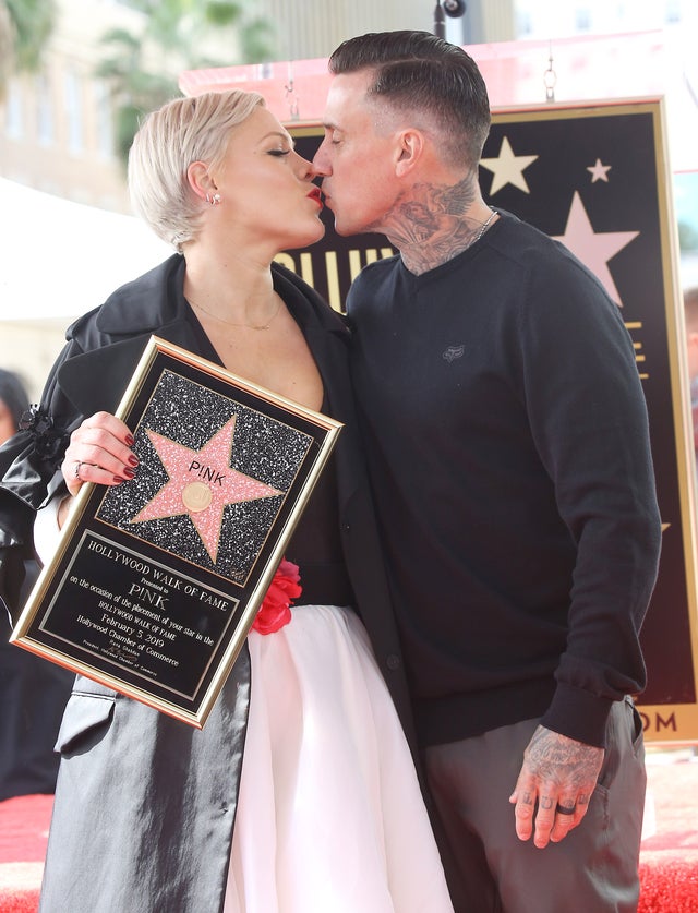 Pink and Carey Hart at hollywood walk of fame ceremony