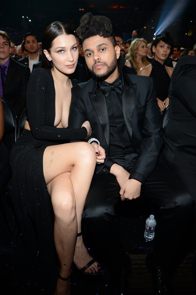 Bella Hadid and The Weeknd at 2016 grammys