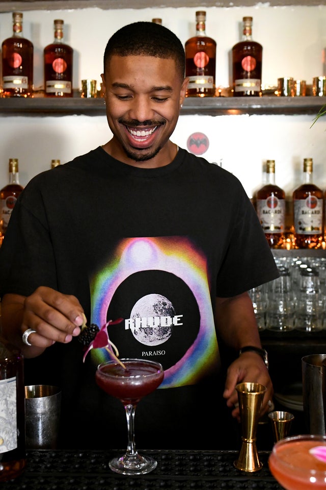 Michael B Jordan at Bacardi mixology lab