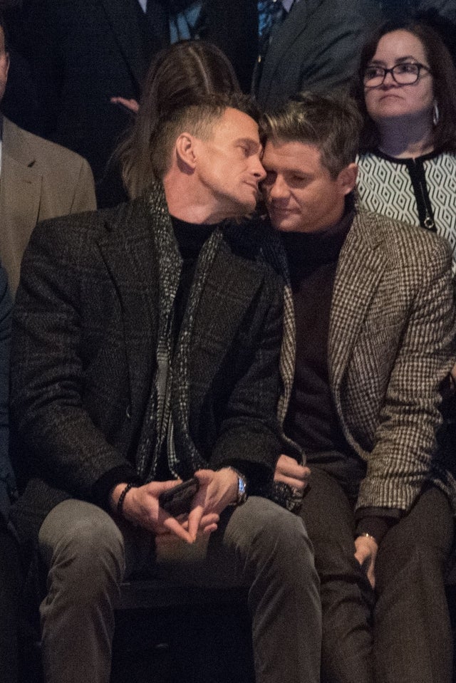 Neil Patrick Harris and David Burtka at Joseph Abboud show front row